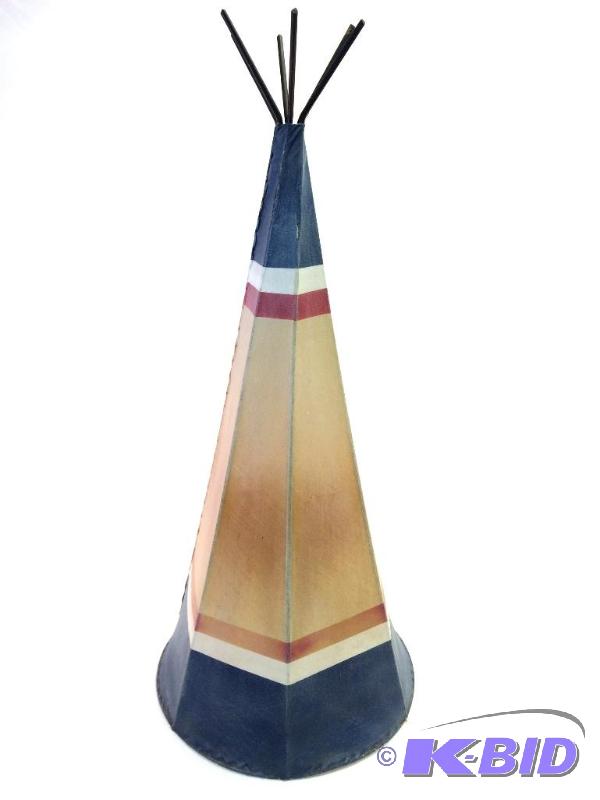 lot 1 image: Deerskin Tee Pee handmade from the old Thunderbird Hotel in Bloomington