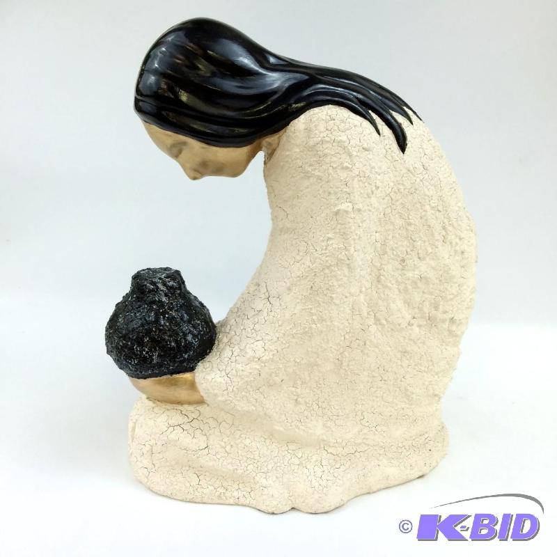 lot 16 image: Sculpture of a woman and pottery