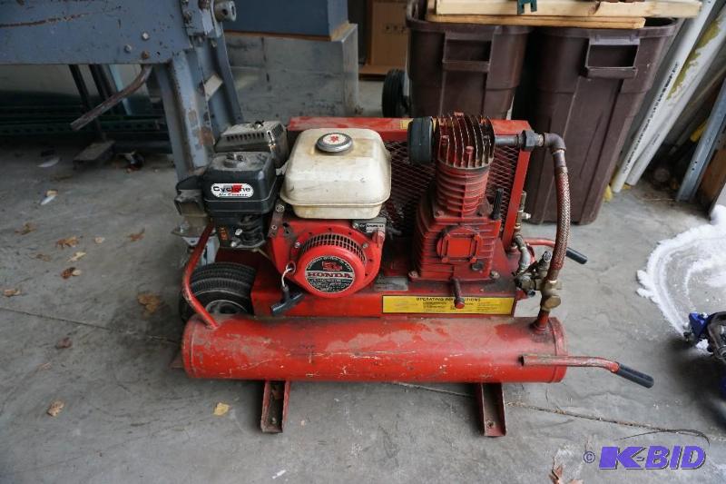 lot 4 image: Wheel Barrel Style Job Site Gas Powered Air C...