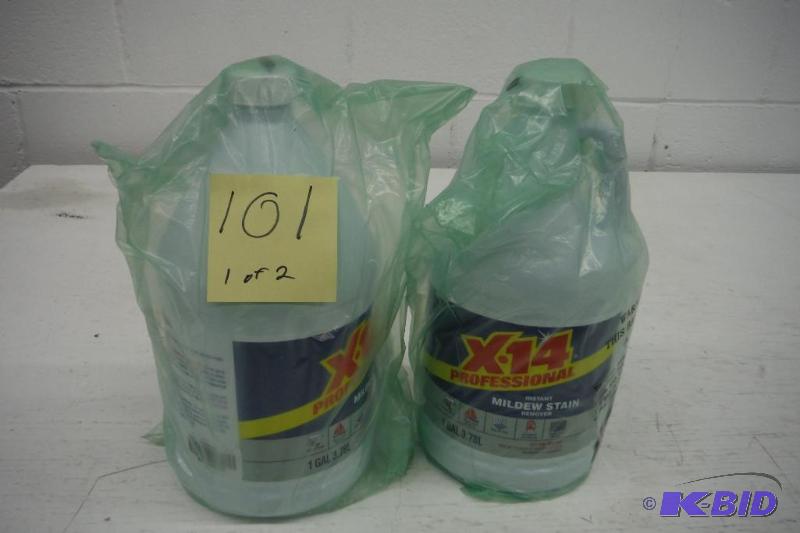 lot 101 image: Lot of two X-14 Mold And Mildew Stain Remover Bottle 1 Gal