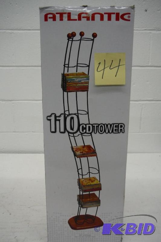 lot 44 image: Atlantic Wave 1316 110 CD Tower (Black SteelCherry Wood Base )