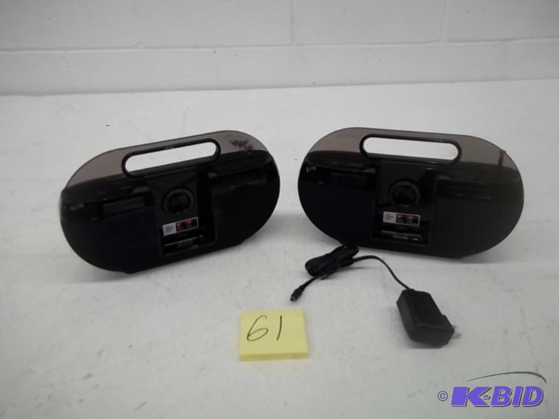 lot 61 image: Lot of two iLive iBP391B 30-Pin iPodiPhone Portable Speaker Docks