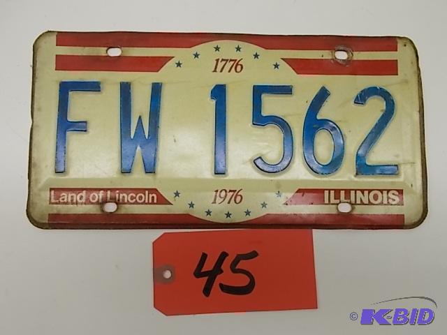 lot 45 image: 1976 Illinois Bi-Centennial License Plate...