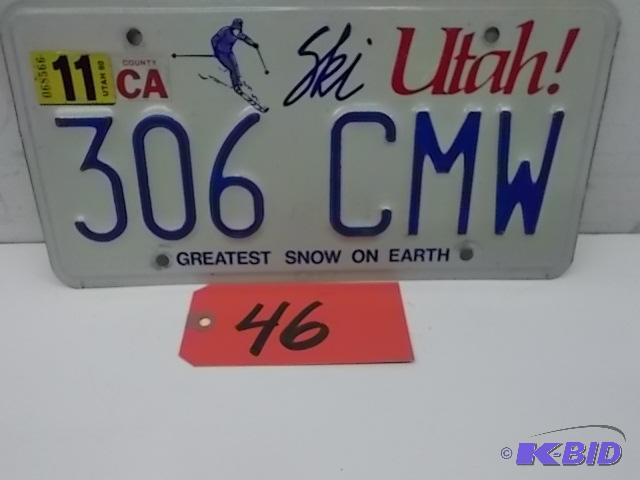 lot 46 image: Ski Utah License Plate...