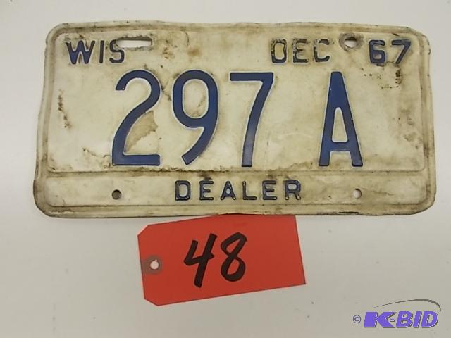 lot 48 image: 1967 Wisconsin Dealer License Plate...
