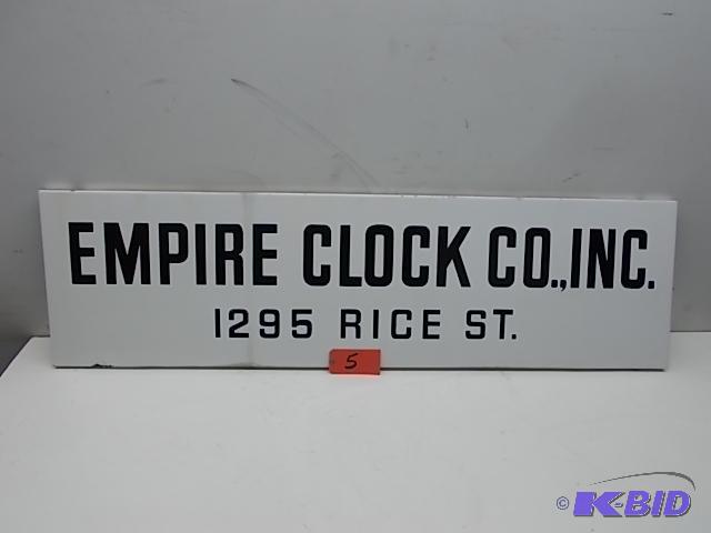 lot 5 image: Porcelain Sign &quotEmpire Clock", 58&q...