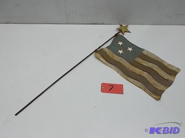 lot 7 image: Metal Flag, 11" x 18", 4 12" ...