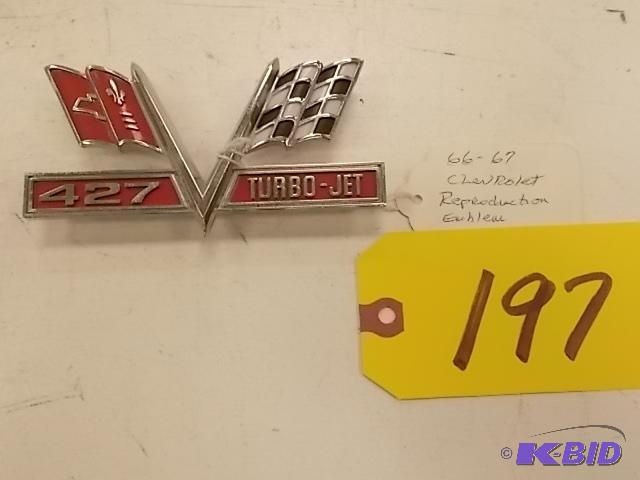 lot 197 image: 1966-67 Chev. 427 Turbo Jet Emblem, Repop...
