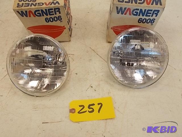 lot 257 image: (2) 6 Volt (6006) Head Lights, NOS...