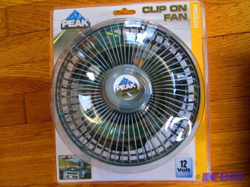 Peak clip on fan 12 volt, with automotive lig...