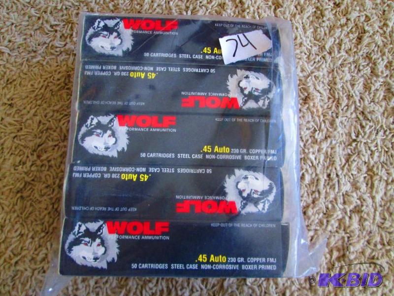 5 cases of 50 bullets, .45 Auto 230 gr. Coppe...