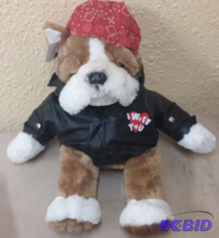 18&quot tall Stuffed Dog with leather vest t...