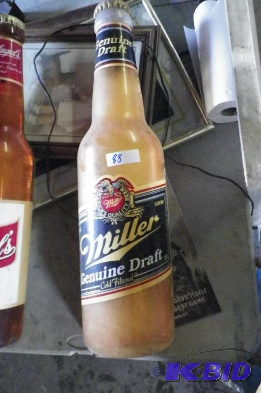 Light Up Miller Bottle  Sign