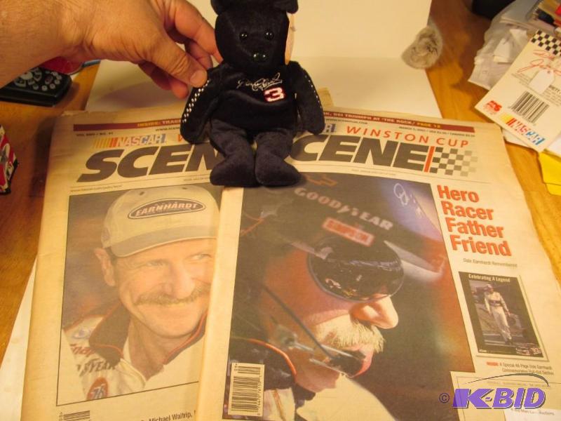 Earnhardt Commemorative Bean Near & 2 2001 NASCAR Scene Magazines