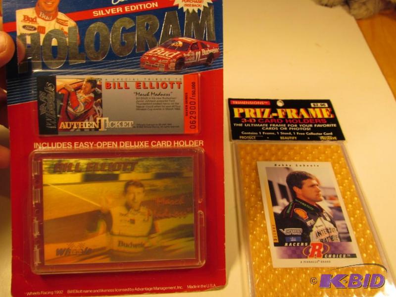 1992 Bill Elliot Hologram Card w Authentic Ticket & 3-D Card Holder with collector card