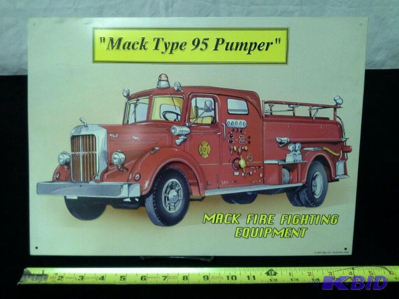 lot 2 image: Mack Type 95 Pumper tin sign
