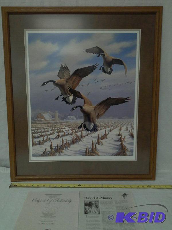 lot 34 image: Winter Wonder - Canada Geese by David Maass print