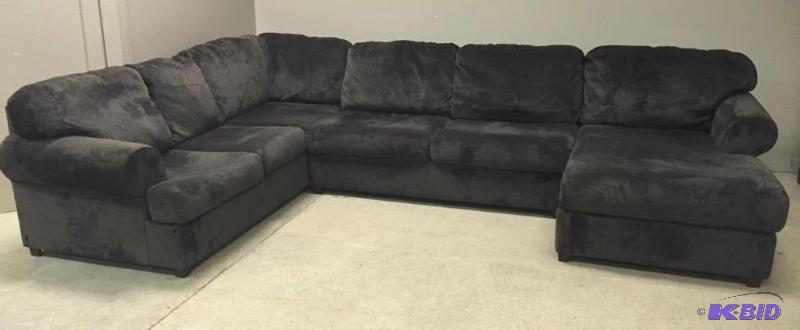 lot 36 image: 3 Piece Micro Suede Sofa with Chaise