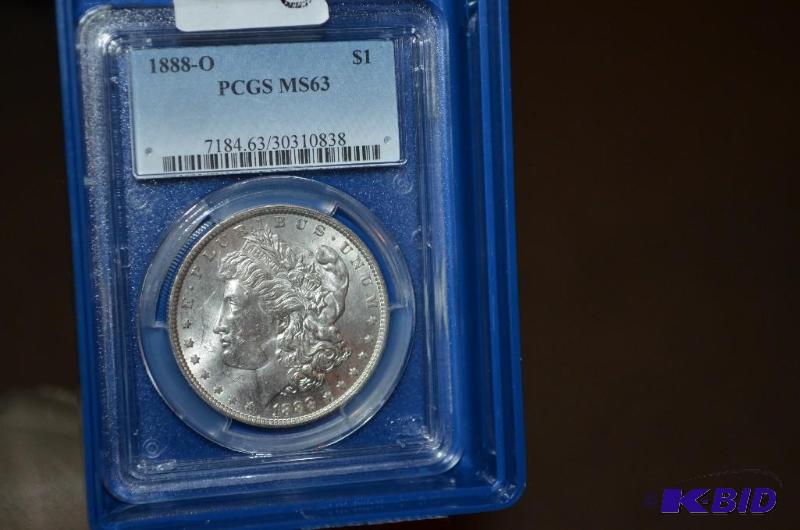 lot 10 image: 1888-O&nbspMorgan Silver Dollar PCGS MS636  ...