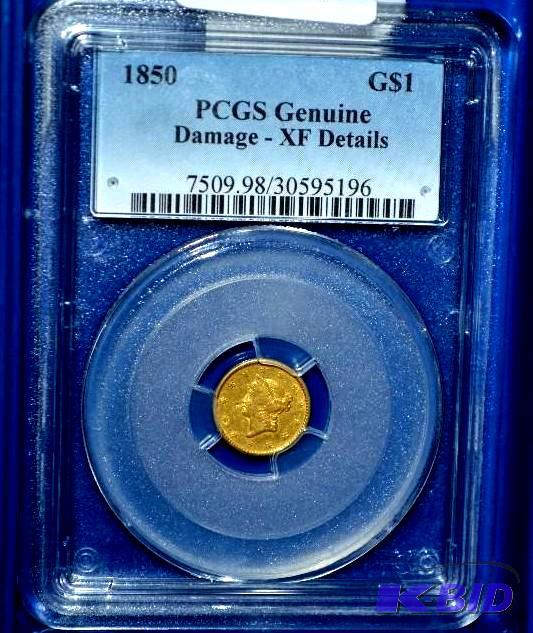 lot 11 image: 1850&nbspGold $1 Coin- PCGS Graded...