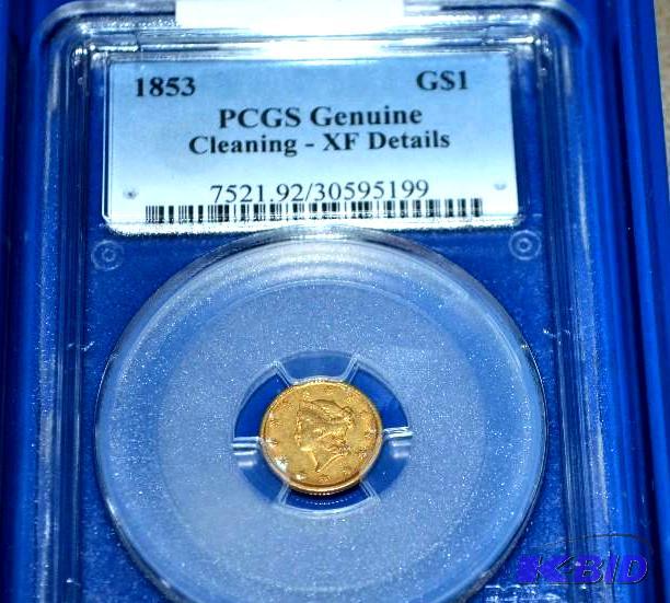 lot 2 image: 1853 $1 GOLD coin PCGS&nbspgraded -Genuine c...