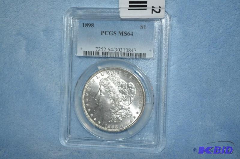 lot 22 image: 1898&nbspMorgan Silver Dollar PCGS MS64  &nb...