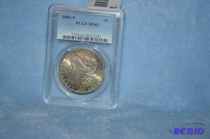 lot 24 image: 1881-S&nbspMorgan Silver Dollar PCGS MS63 &n...