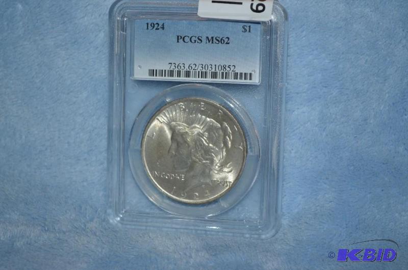 lot 29 image: 1924 Morgan Silver Dollar PCGS MS62   ...