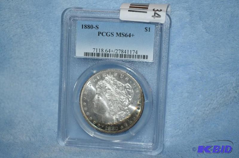 lot 34 image: 1880-S Morgan Silver Dollar PCGS MS64   ...