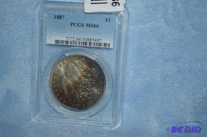 lot 36 image: 1887 Morgan Silver Dollar PCGS MS66  ...