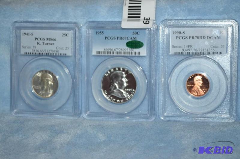 lot 39 image: 1941-S Quarter&nbspPCGS MS66&nbspK.Turner 1...