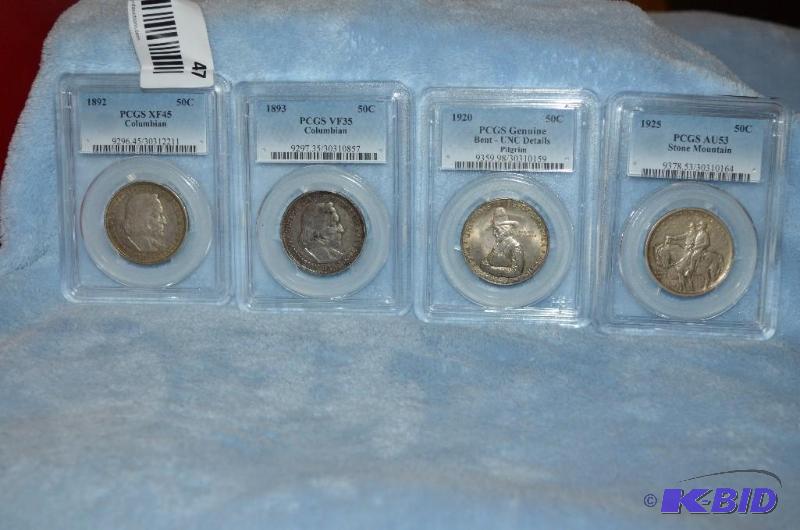 lot 47 image: 1892 Columbian half dollar PCGS Graded XF45...