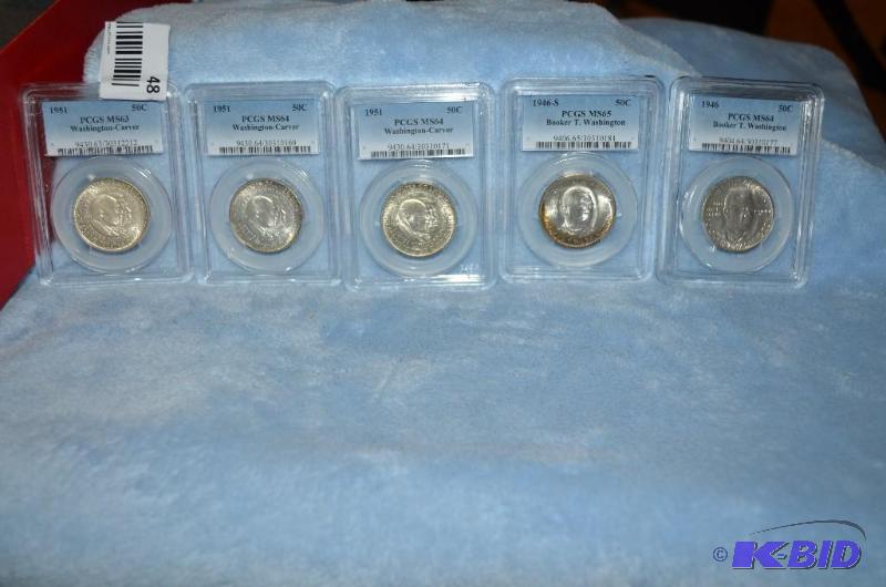 lot 48 image: Lot of 3 1951 Washington-Carver Half Dollars ...