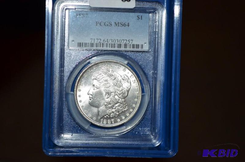 lot 8 image: 1887 Morgan Silver Dollar PCGS&nbspMS64...