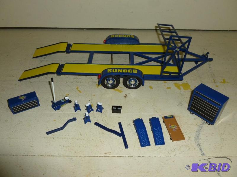 lot 247 image: Large Sunoco die cast metal car trailer that ...