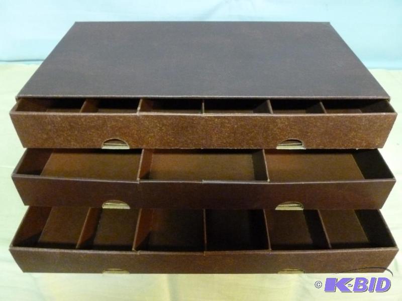 lot 259 image: Nice three drawer heavy cardboard organizer t...