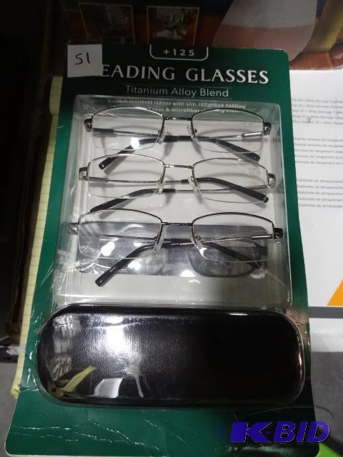 lot 51 image: 3 pack of reading glasses. 125...