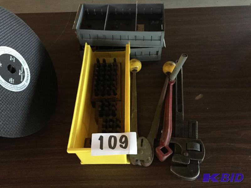 lot 109 image: Lot of misc hand tools and punch stamps....