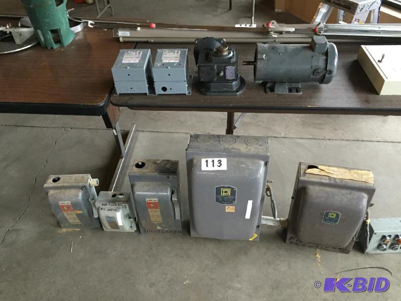 lot 113 image: Lot of misc electrical boxes, switches, disco...