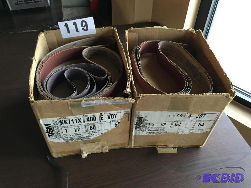 lot 119 image: 2 boxes of new belt sander belts....