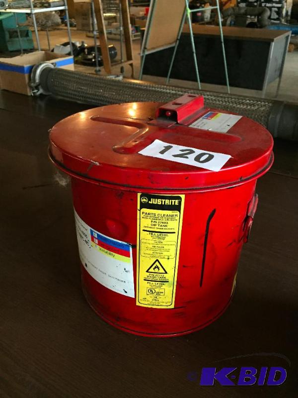 lot 120 image: Justrite parts cleaner flammable bin....