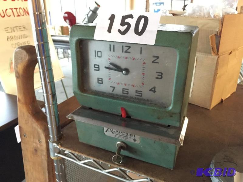 lot 150 image: Vintage AcroPrint time punch clock....