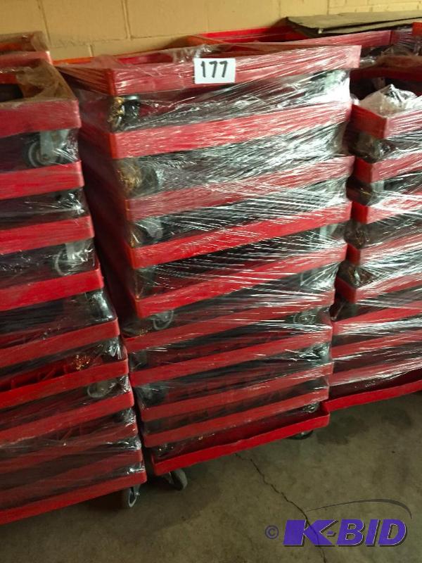 lot 177 image: Lot of 10 plastic rolling carts....