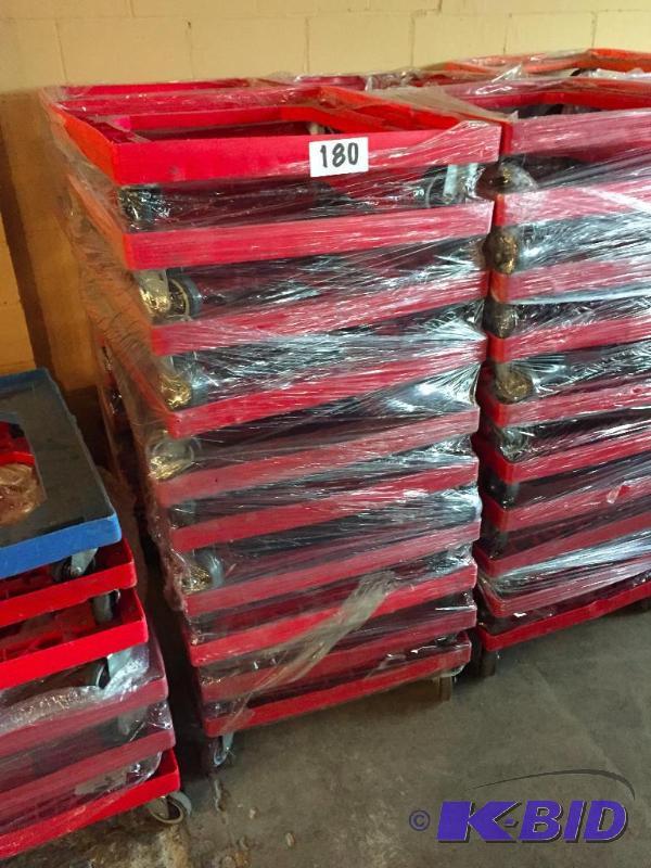 lot 180 image: Lot of 10 plastic rolling carts....