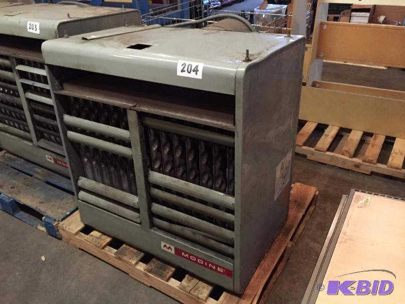 lot 204 image: Modine large hanging garage heater. Natural g...