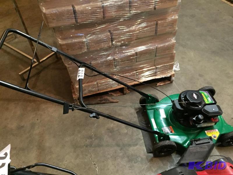 lot 212 image: Weed Eater lawn mower. Motor has compression....