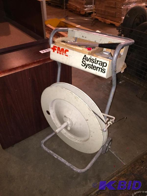 lot 229 image: Avistrap steel banding cart with banding and ...