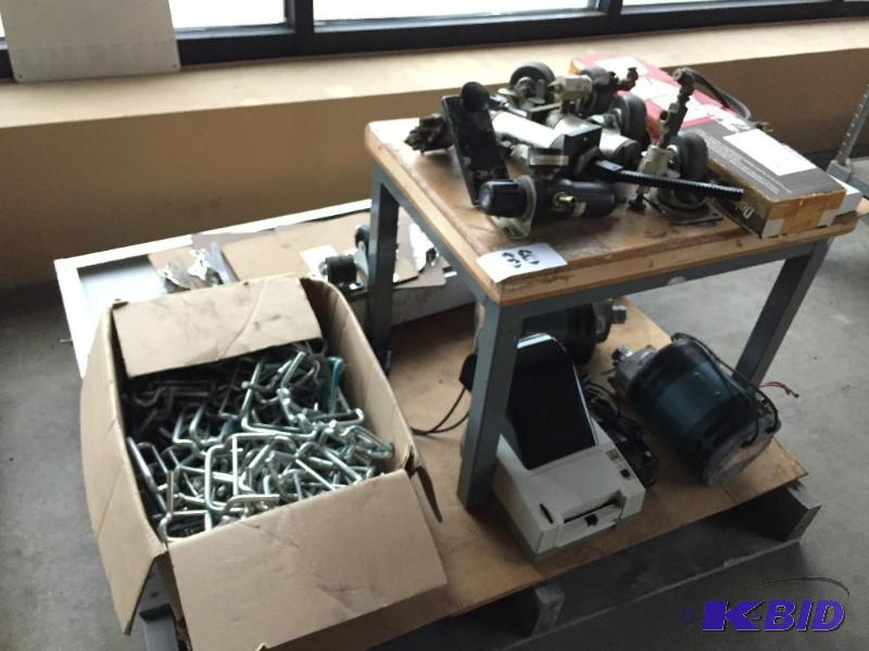 lot 36 image: Pallet lot of misc cylinders, casters, lighti...