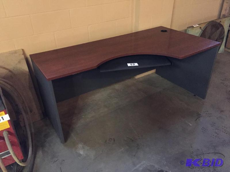 lot 52 image: Corner desk unit with keyboard tray....