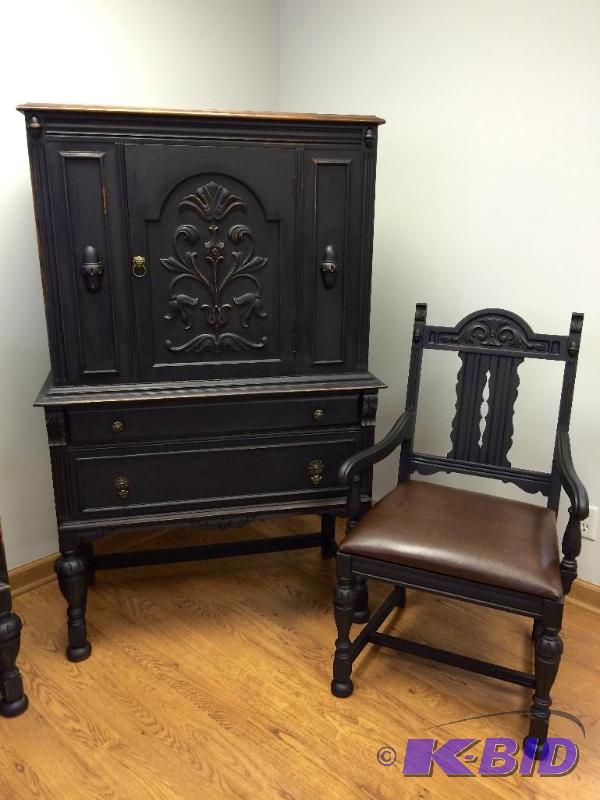 Hand Carved Antique Walnut Tall Cabinet Excellent Condition